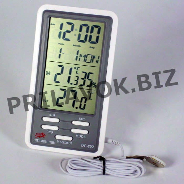 Термометр с измерителем влажности и наружным датчиком температуры DC-802