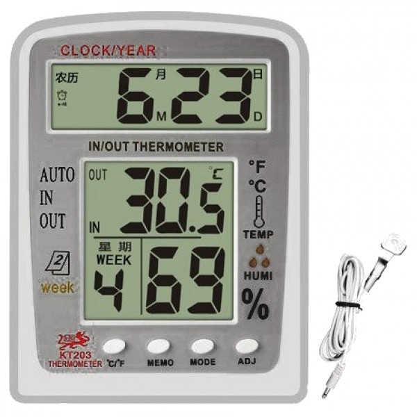 Комнатный термометр с наружным датчиком KT-203
